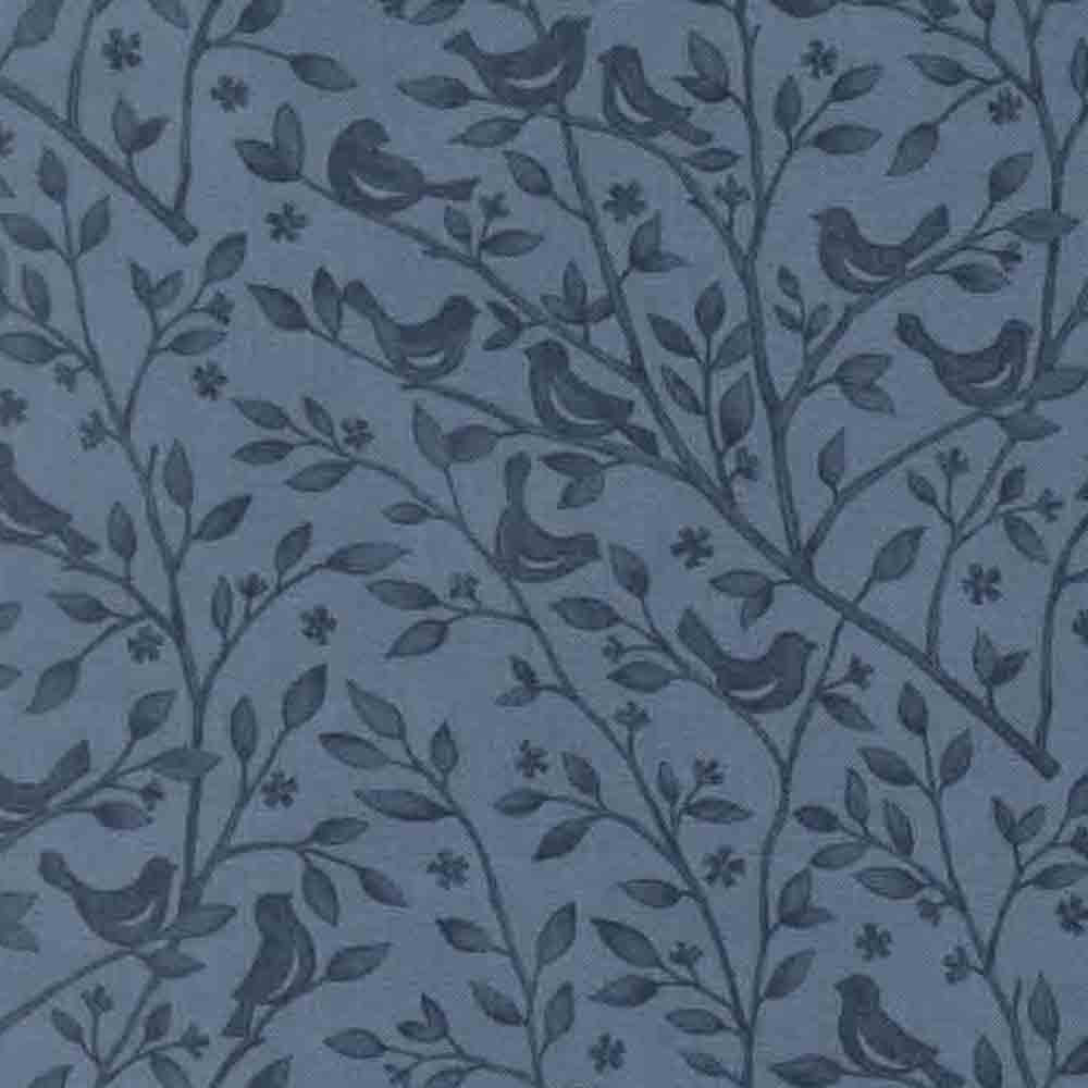 Moda Fabrics - Family Tree by Deb Strain - Monotone Birds - Dark Blue - Yardage