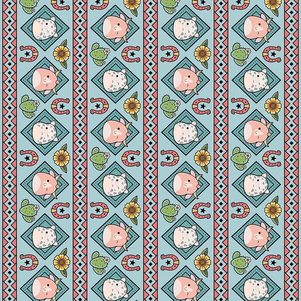Northcott Fabrics - Original Squishmallows - Rodeo - Border - Turquoise - Yardage