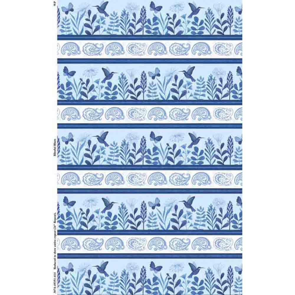 Wilmington Prints - Blissful Blues by Fluidity - Repeating Stripes - Blue - Yardage