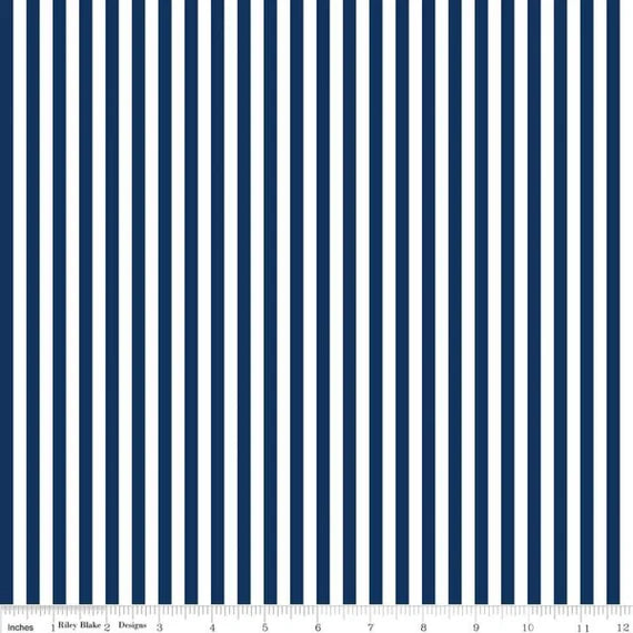1/4" Stripes Navy Blue Riley Blake Designs Cotton Fabric RB-C555-Navy