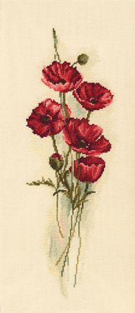 Oriental Poppies I (14 Count) - Cross Stitch Kit 5.9" x 16.9"