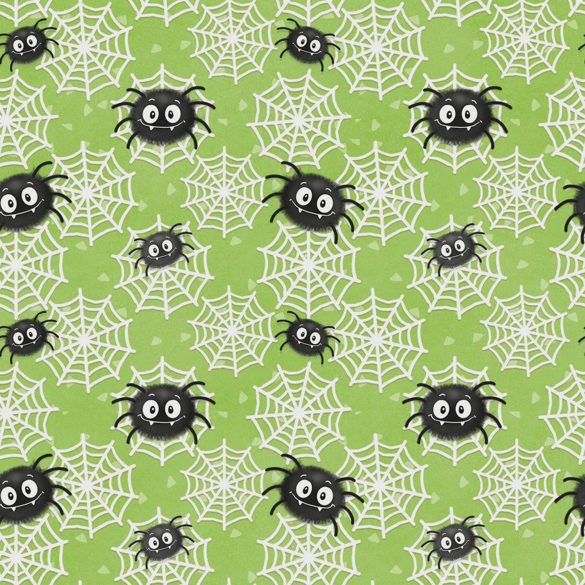 Moonlight Mischief Spider and Web Green Glow in the Dark fabric