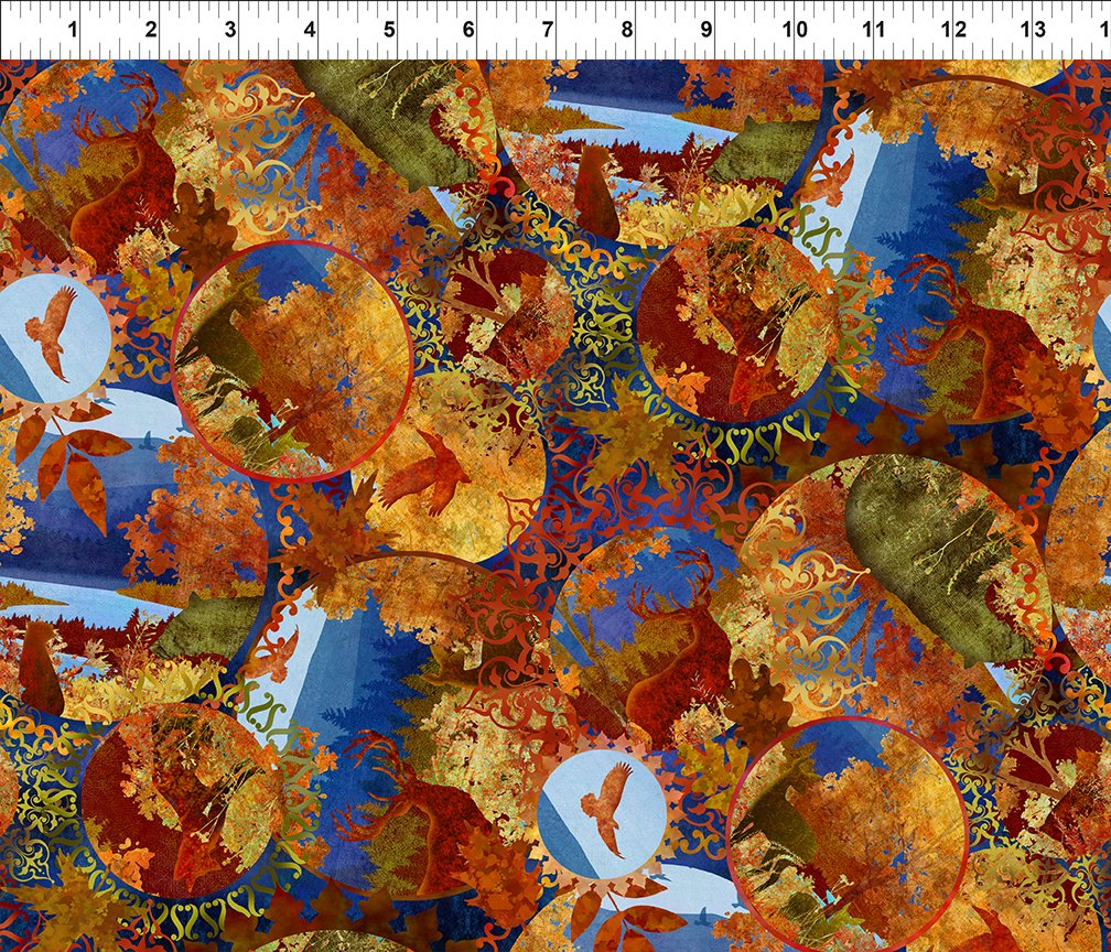 All Blue Ridge Shop Hop 2026 Mountain Circles Orange In The Beginning Cotton Fabric ITB-5BR-1