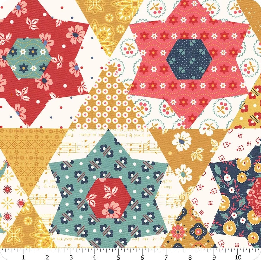 Americana Stars in Multi designed by Lori Holt for Riley Blake Designs 58 inches wide 100% Cotton Canvas Fabric RB-HD16101-MULTI