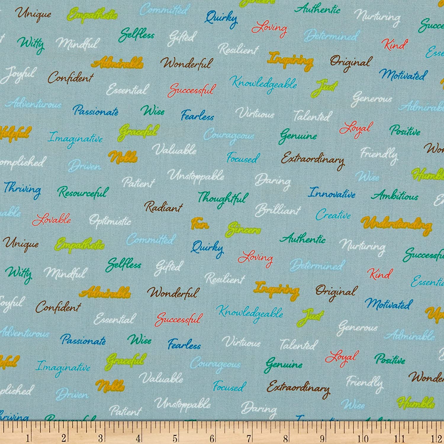 Appreciation Favorite Person Inspirational Text Slate Gray Whistler Studios Windham Cotton Fabric WF-52496-3