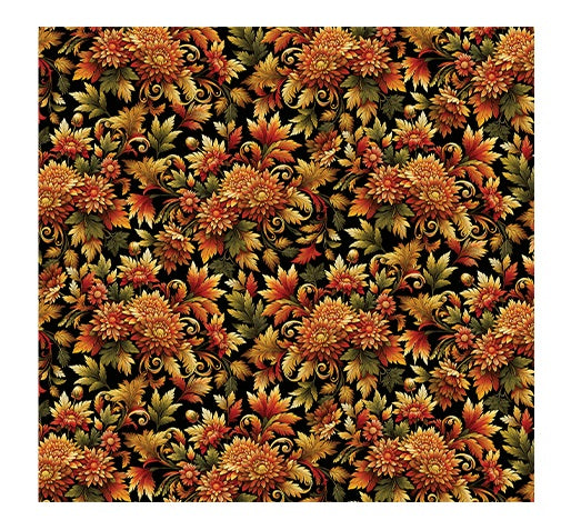 Autumn Cats Autumn Splendor Bouquet Black Spice Peggy Collins Benartex Cotton Fabric BE-16766-87