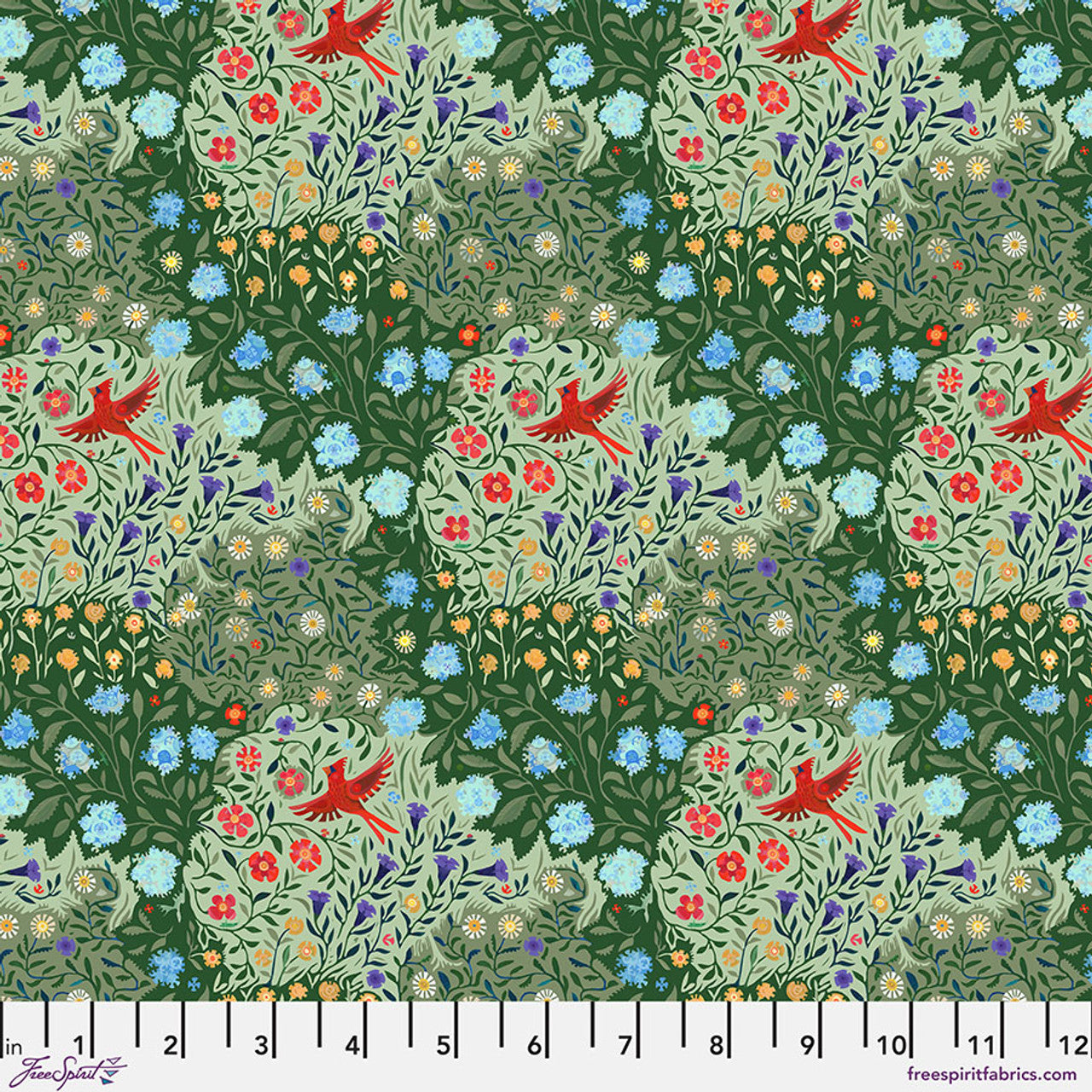Backyard Wonder Through the Garden Green Adam Trest Free Spirit Cotton Fabric FS-PWAT003.GREEN