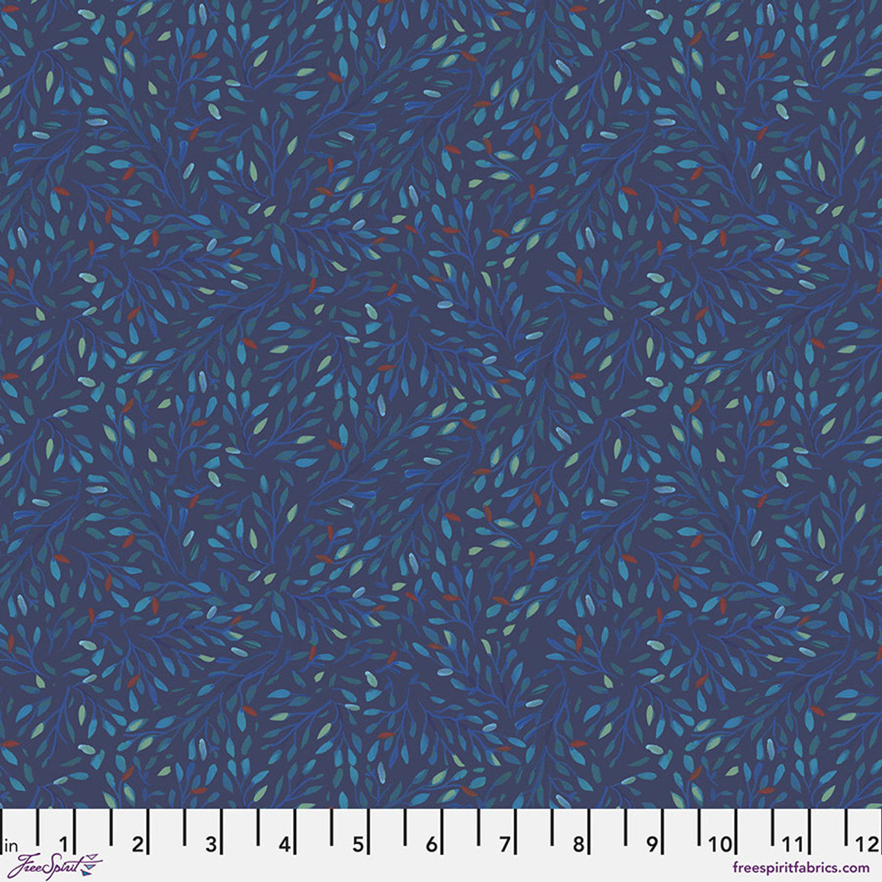 Backyard Wonder Treetops Navy Blue Adam Trest Free Spirit Cotton Fabric FS-PWAT008.NAVY