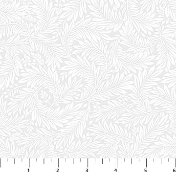 Basically Black and White Fronds White on White Patrick Lose Northcott Cotton Fabric NC-PL-10723-10