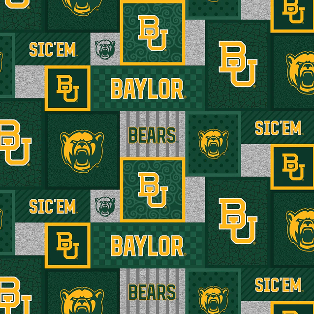 Baylor Bears NCAA College Patch Sykel Enterprises Polyester Fleece Fabric BAY-1177