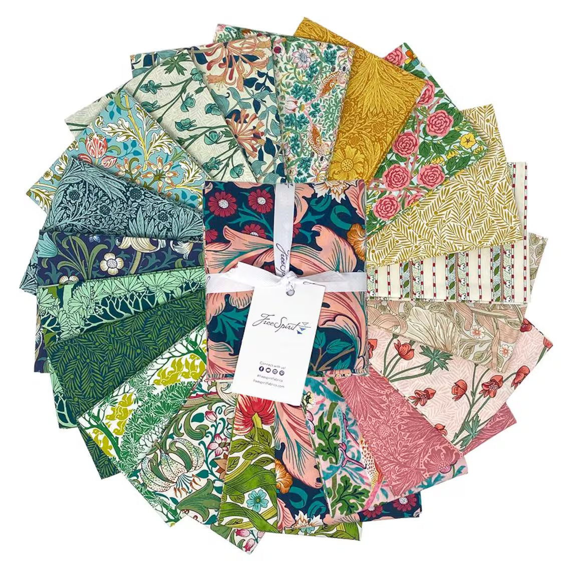 Bedford Park Fat Quarter Bundle 18"x21" 20pcs The Original Morris & Co. Free Spirit Cotton Fabric FS-FB4FQWM.BEDFORD