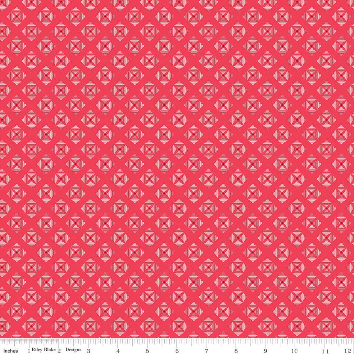 Bee Basics Stitched Flower Cayenne Red Lori Holt Riley Blake Designs Cotton Fabric