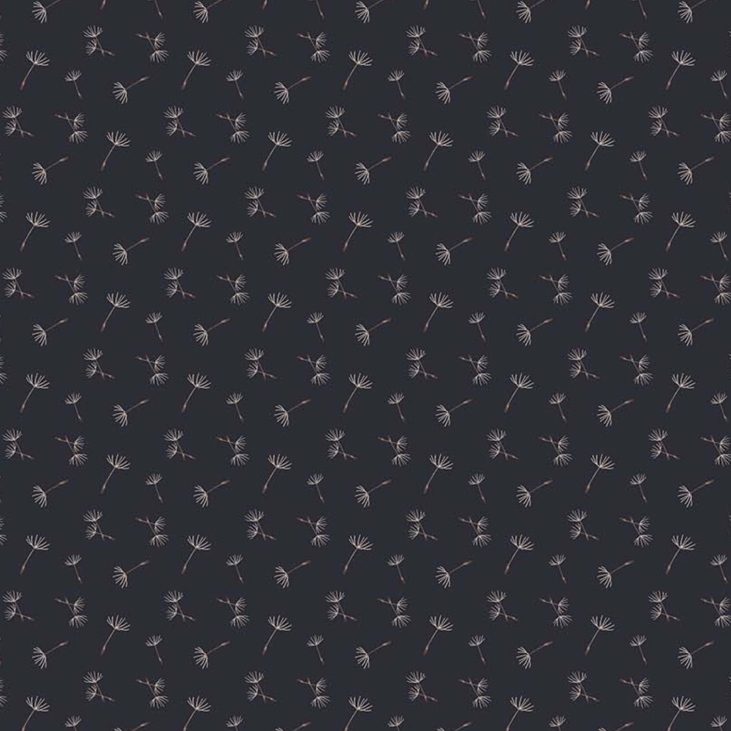 Beecroft Dandelion Seed Toss Charcoal Black Deborah Edwards Northcott Cotton Fabric NC-26676-97