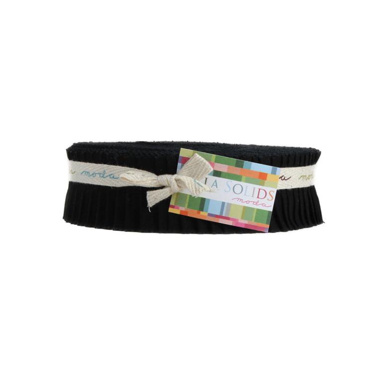 Bella Solids Black Honey Bun 1.5" Strips Moda Cotton Fabric MD-9900HB-99