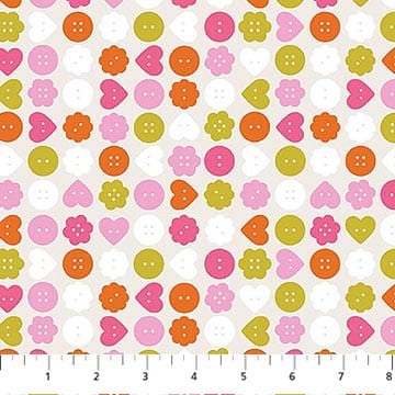 Bits and Bobs Buttons Cream FIGO Northcott Cotton Fabric NC-91266-11