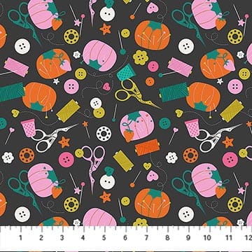 Bits and Bobs Notions Black FIGO Northcott Cotton Fabric NC-91263-99