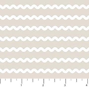 Bits and Bobs Rickrack Taupe FIGO Northcott Cotton Fabric NC-91271-14