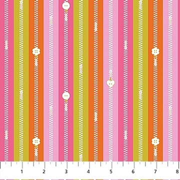 Bits and Bobs Zippers Orange FIGO Northcott Cotton Fabric NC-91267-56