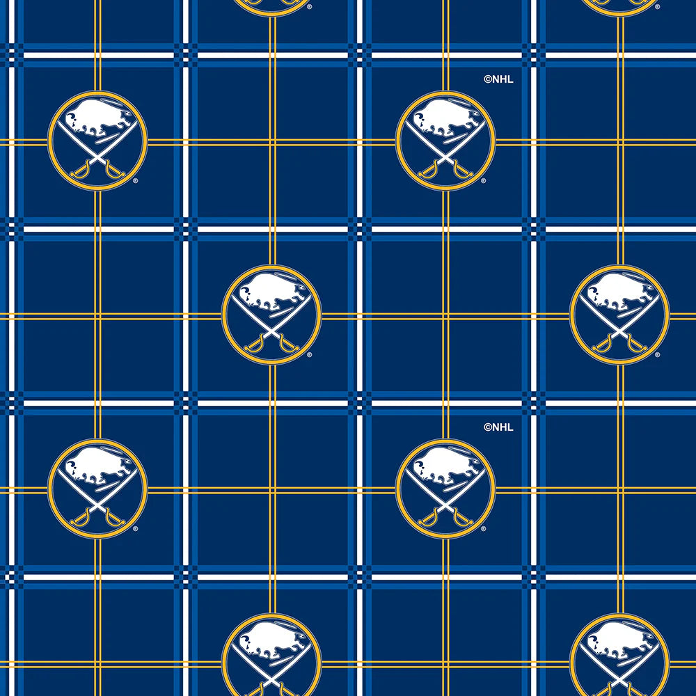 Buffalo Sabres NHL Hockey Plaid FLANNEL Sykel Enterprises Cotton Fabric NHL-023-SAB