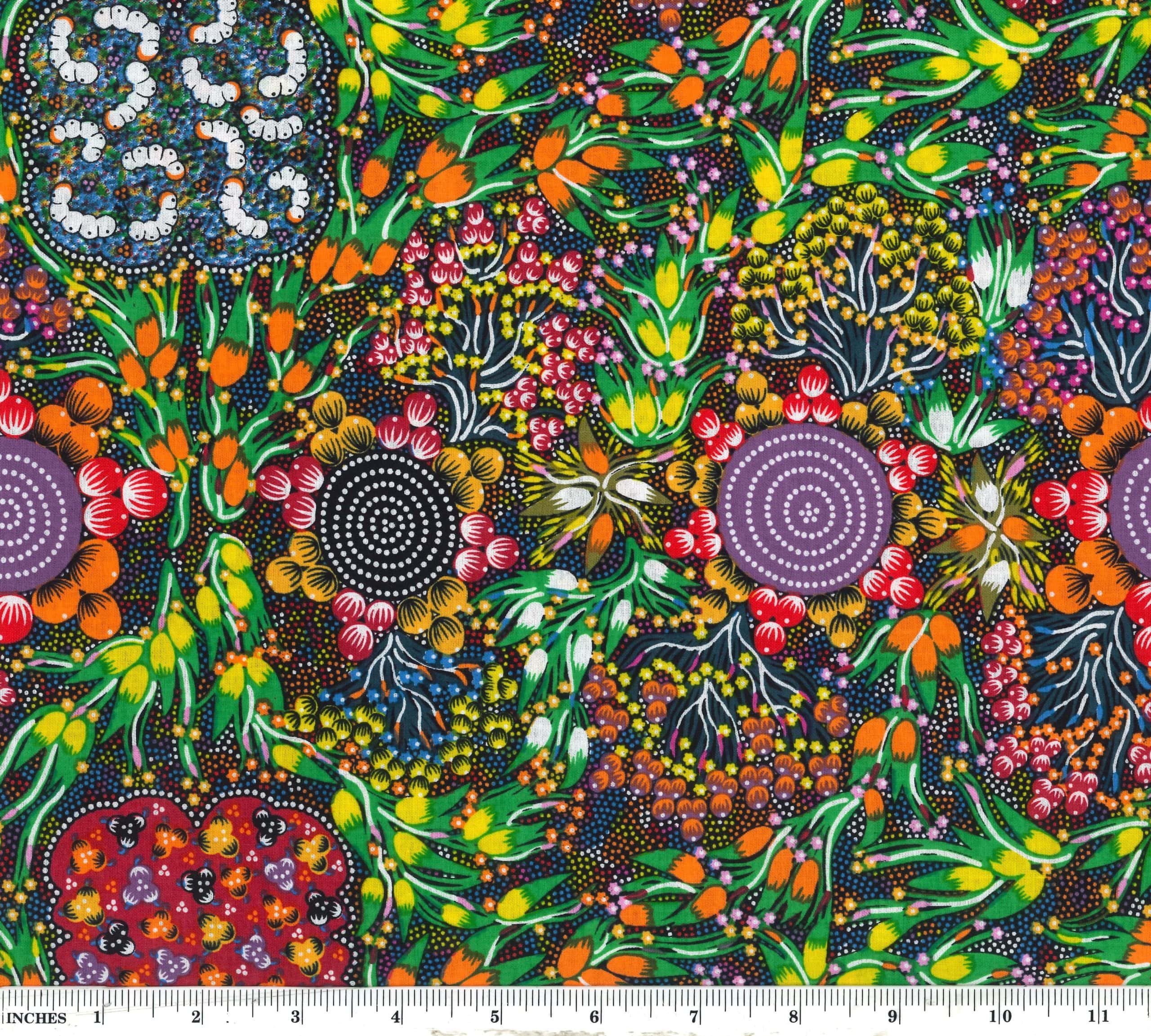 Bush Plum and Bush Banana Dreaming Multi Marilyn Abbott M&S Textiles Australia Cotton Fabric MSTA-BPBBM-Multi