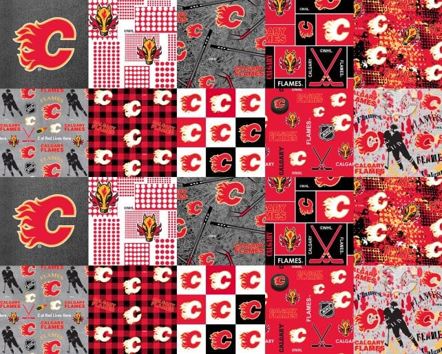 Calgary Flames NHL Hockey Cheater Quilt Sykel Enterprises Polyester Fleece Fabric NHL-1386-FLA