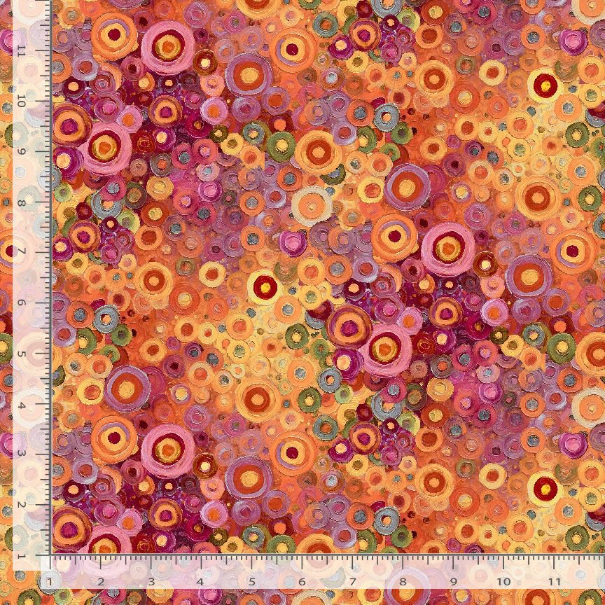 Calico Cat Painted Circle Geo Orange Timeless Treasures Cotton Fabric TT-FLEUR-CD4121-ORANGE