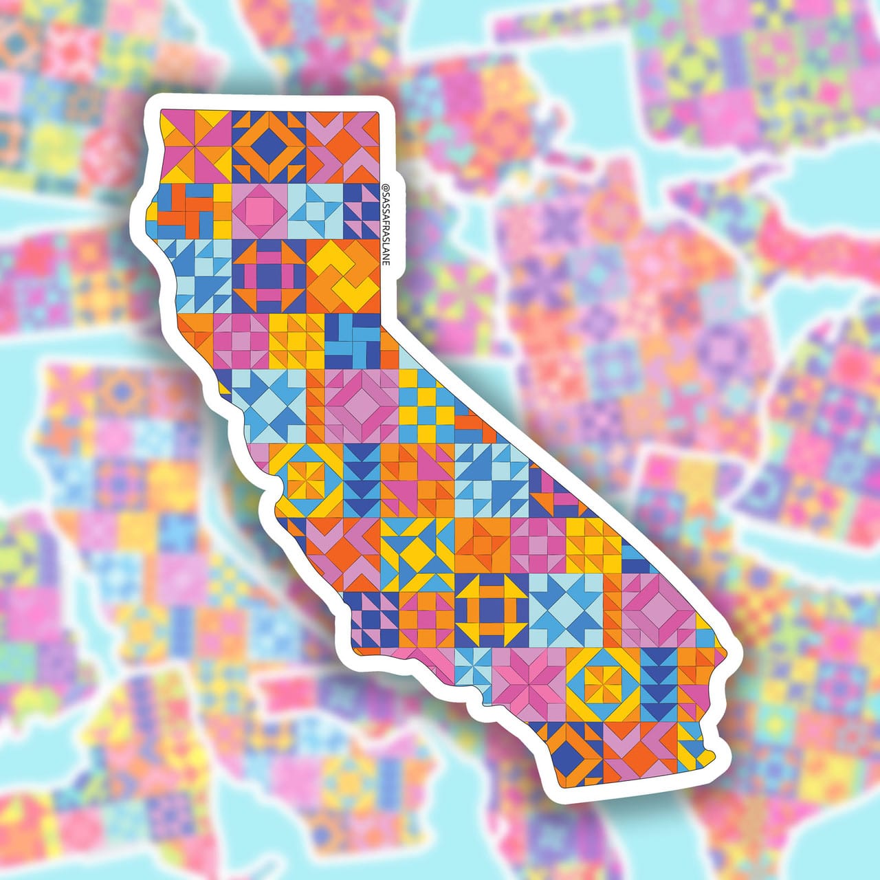 California Quilt CA State Sticker Sassafras Lane Designs SLD-SADSASSSTICK-CA
