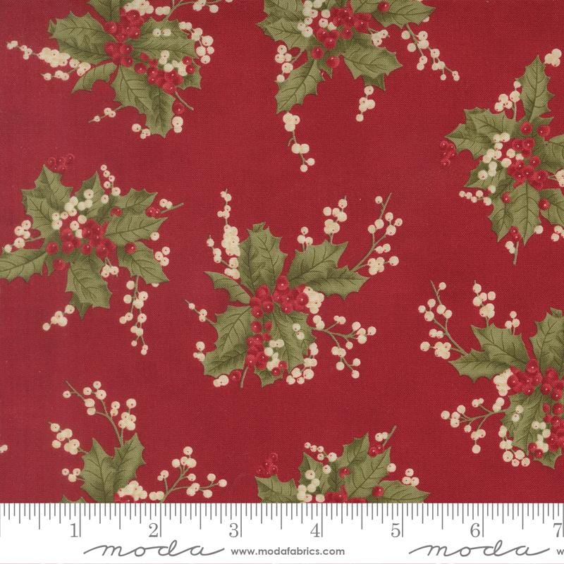 Candlelight Christmas Holly Berry Christmas Crimson Red 3 Sisters Moda Cotton Fabric MD-44421-13