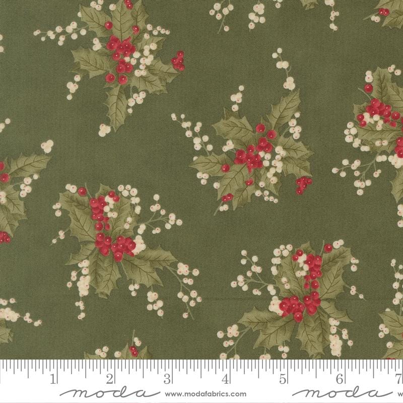 Candlelight Christmas Holly Berry Christmas Holly Dark Green 3 Sisters Moda Cotton Fabric MD-44421-15