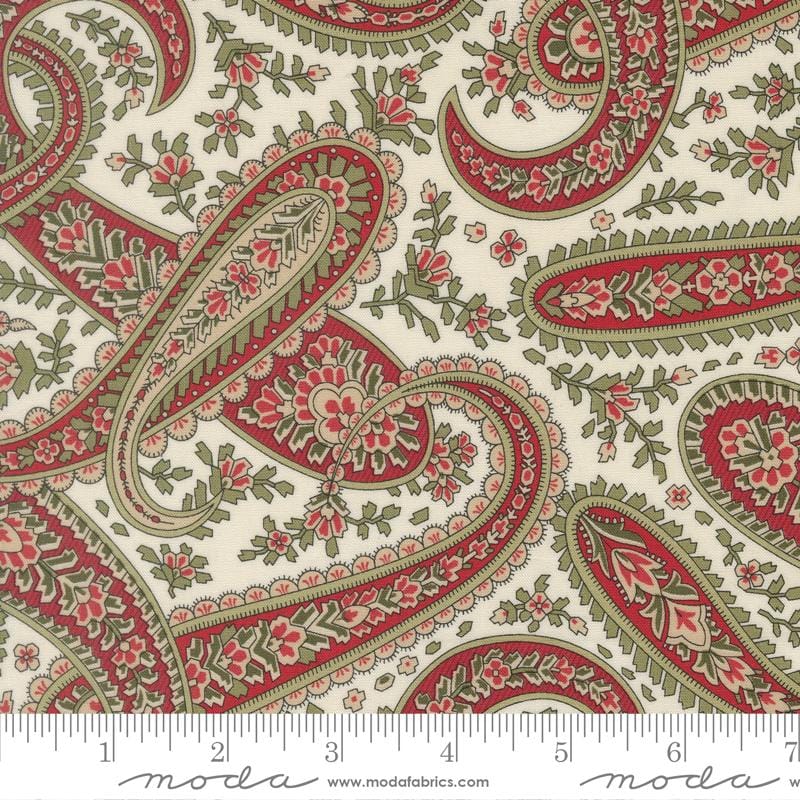 Candlelight Christmas Plaza Paisley Cream 3 Sisters Moda Cotton Fabric MD-44422-11