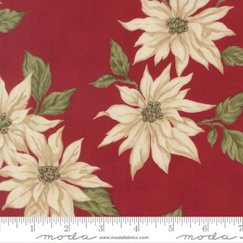 Candlelight Christmas Poinsettia Florals Crimson Red 3 Sisters Moda Cotton Fabric MD-44420-13