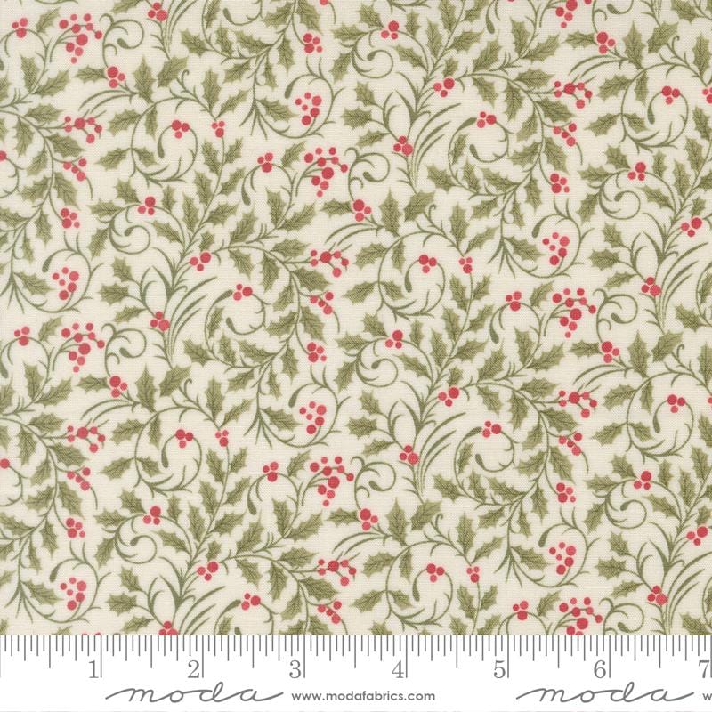 Candlelight Christmas Scroll Blenders Vine Berries Cream 3 Sisters Moda Cotton Fabric MD-44425-11