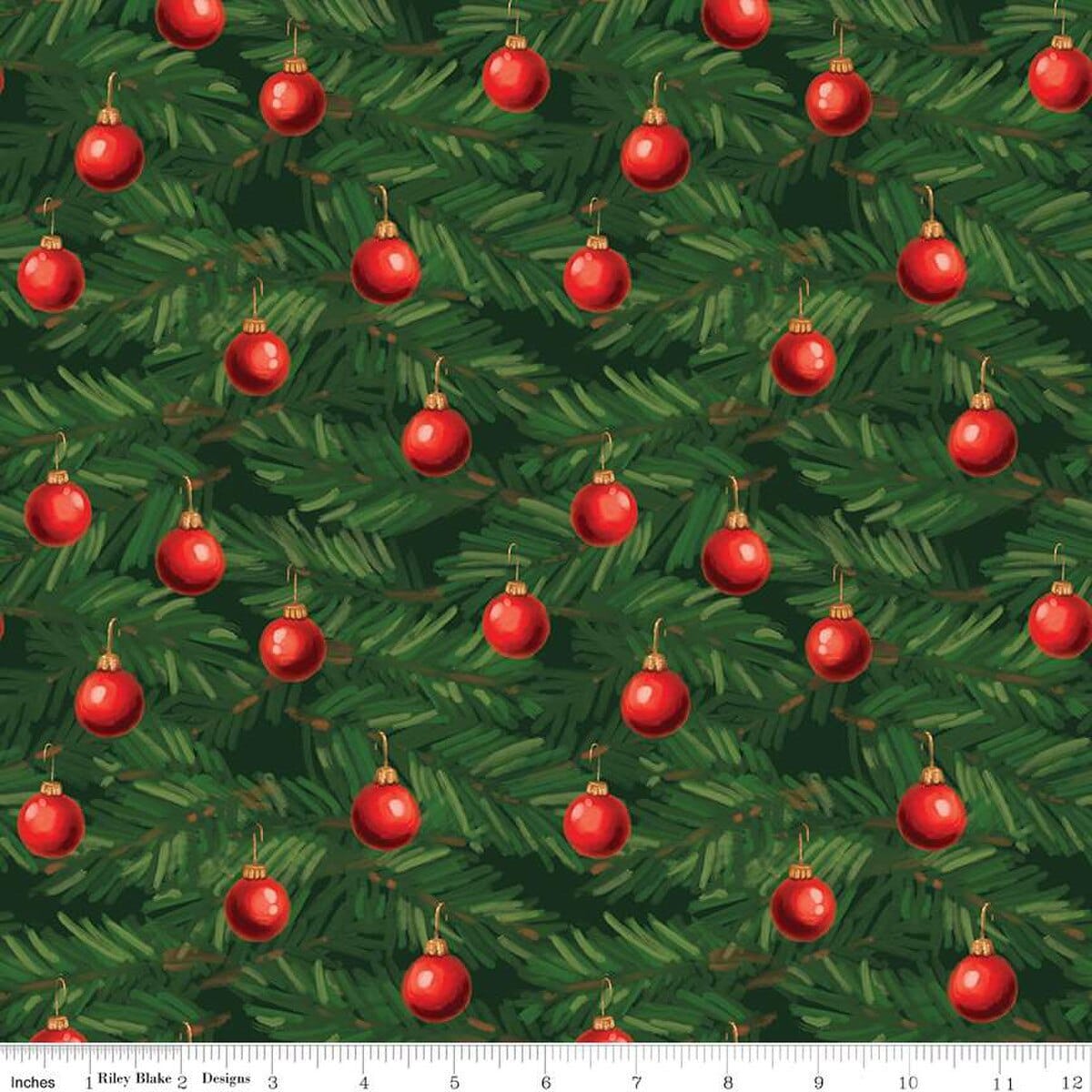 Christmas Wishes Ornaments Green The RBD Designers Riley Blake Designs Cotton Fabric RB-C15044-GREEN