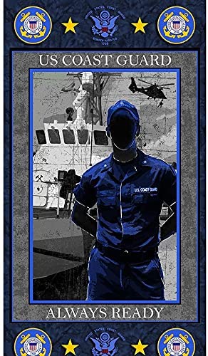 Coast Guard Hero Silhouette Panel 24" Navy Blue Sykel Cotton Fabric SYK-1195-CG