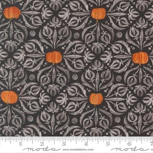 Coven Medallion Tiles Damask Onyx Black Robin Pickens Moda Cotton Fabric MD-48802-16
