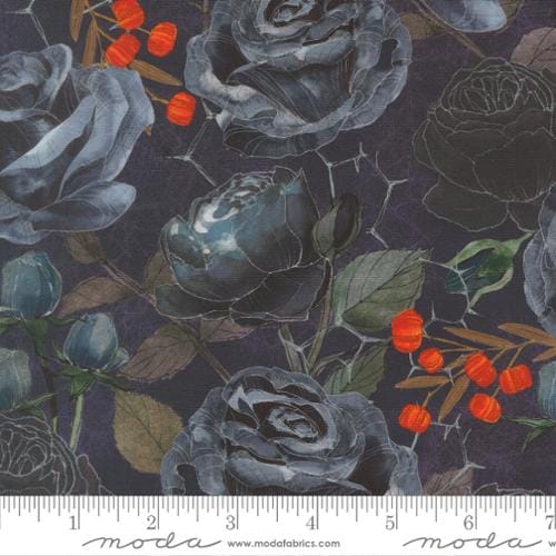 Coven Large Floral Midnight Charcoal Grey Robin Pickens Moda Cotton Fabric MD-48800-15