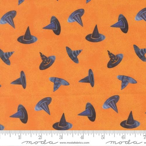 Coven Witch Hats Novelty Pumpkin Orange Robin Pickens Moda Cotton Fabric MD-48805-12