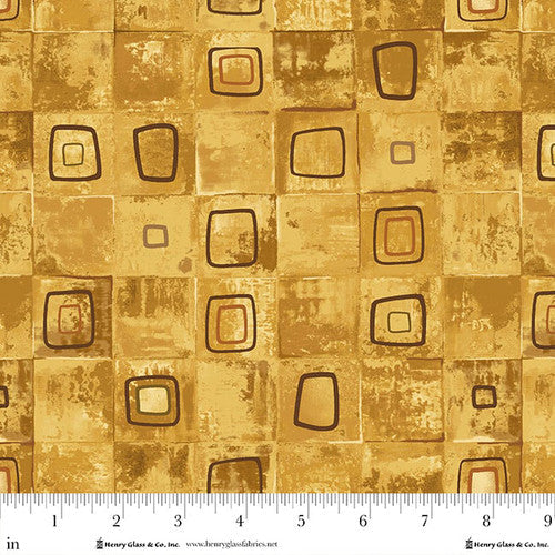Crow-mazing Squares Patch Gold Jan Mott Henry Glass Cotton Fabric HG-3444-33
