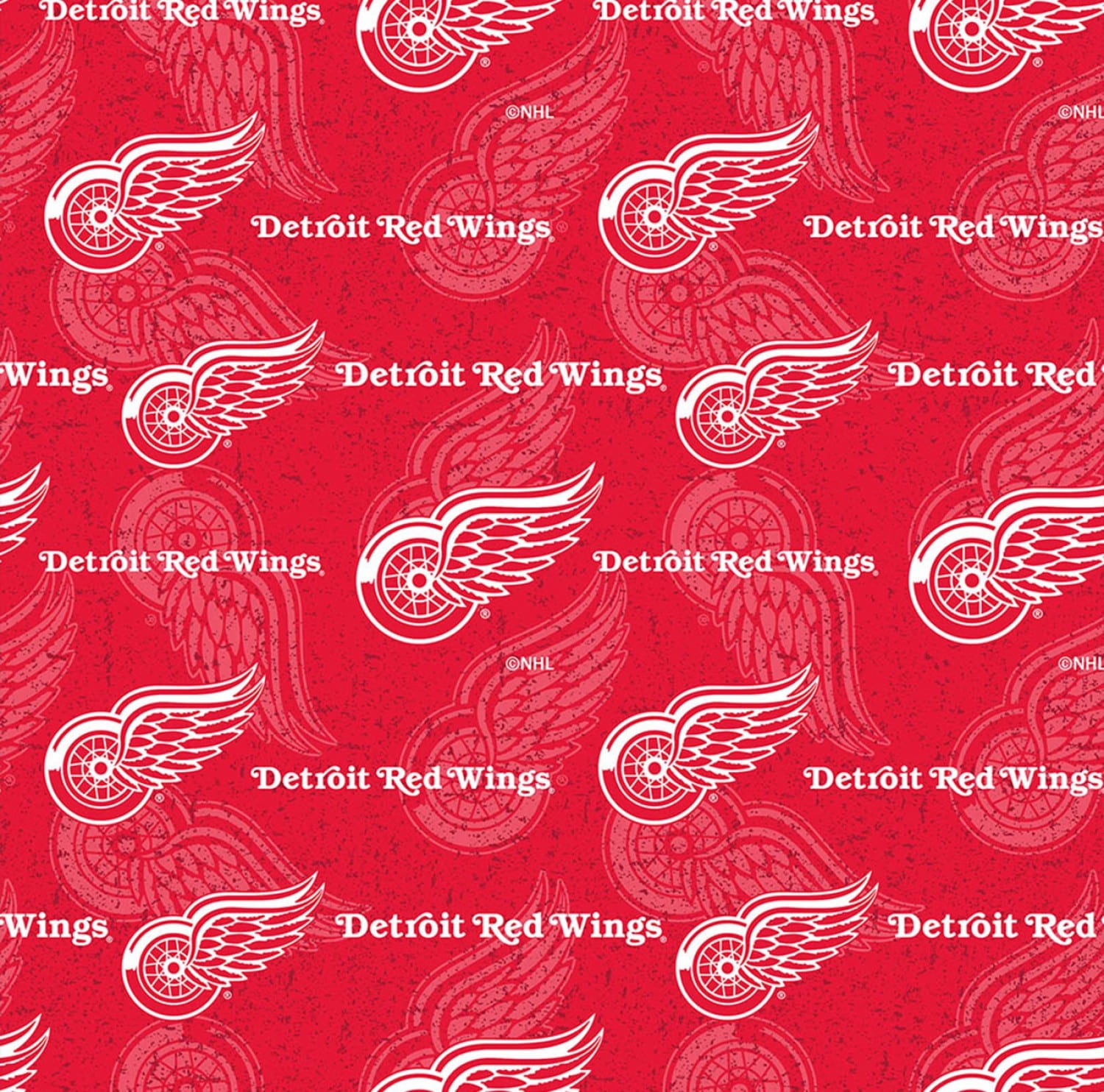 Detroit Red Wings NHL Hockey Tone on Tone Sykel Cotton Fabric NHL-1199-WIN