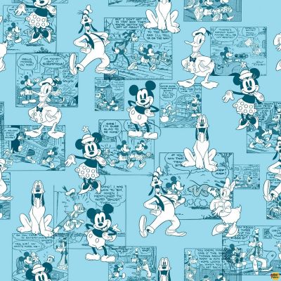 Disney Mickey Minnie & Friends Comics Blue Springs Creative Cotton Fabric