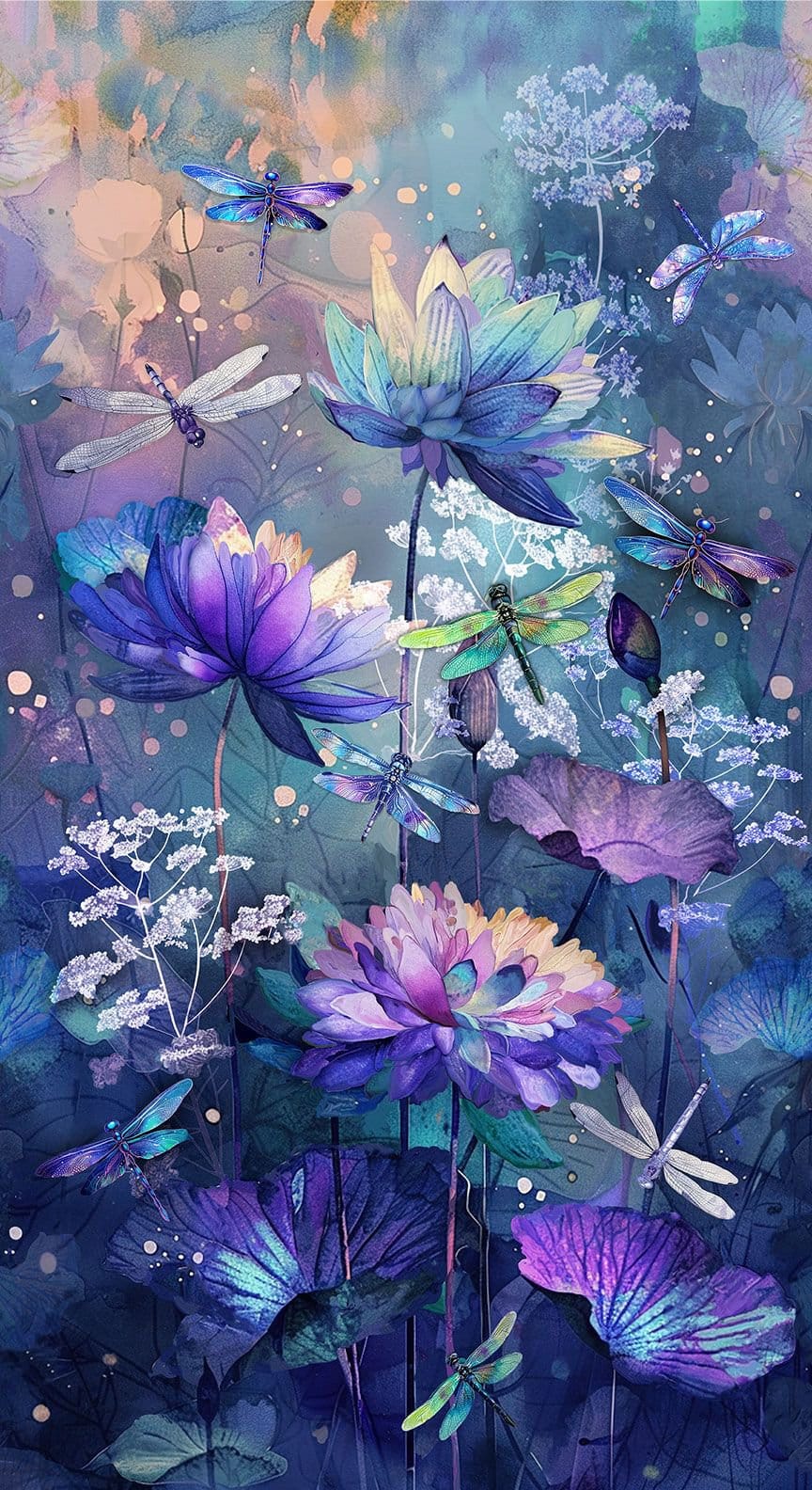 Dragonfly Mist Panel 24" Multi Timeless Treasures Cotton Fabric TT-PANEL-CD3891-MULTI