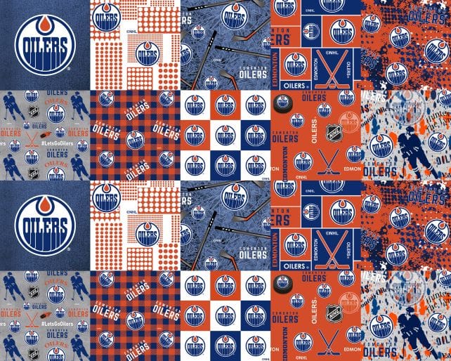 Edmonton Oilers NHL Hockey Cheater Quilt Sykel Enterprises Polyester Fleece Fabric NHL-1386-OIL
