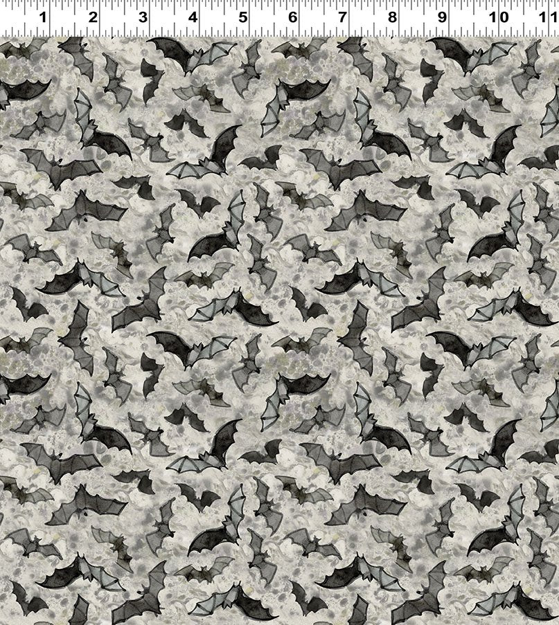 Emerald Hollow Bats Mist Gray Sue Zipkin Clothworks Cotton Fabric CLT-Y4835-116