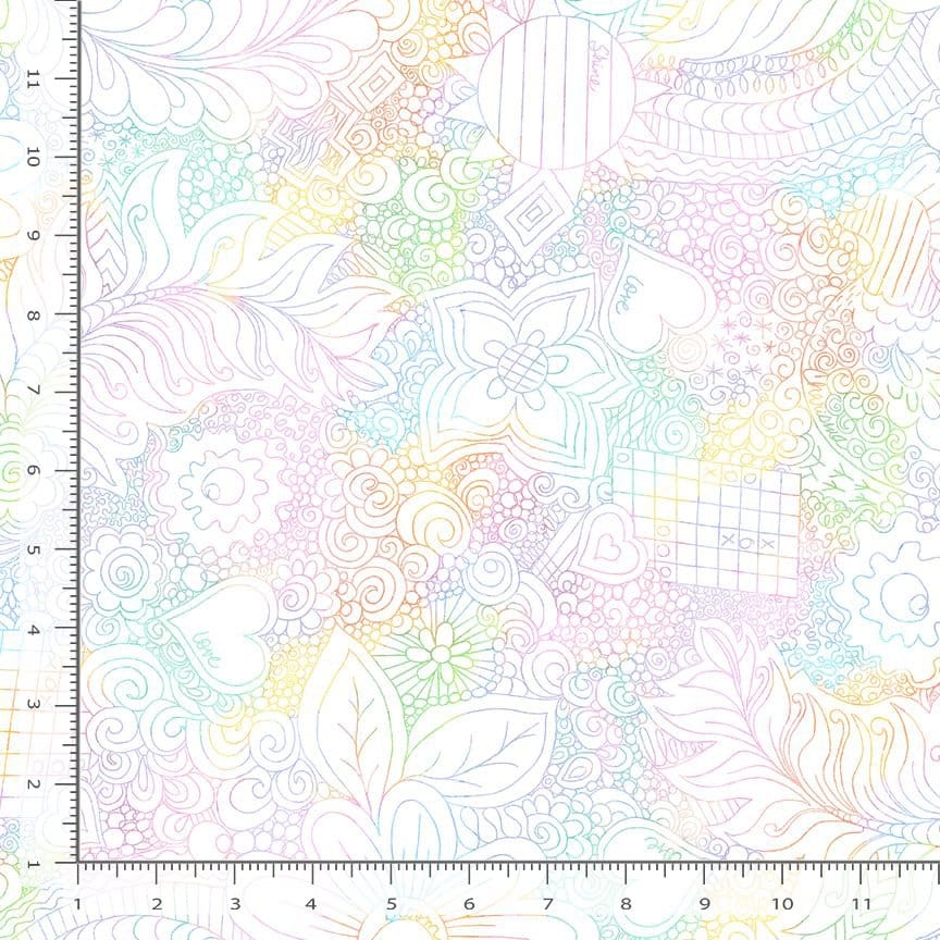 Extra Wide Backing 108" Wide back Doodle Floral Pastel Timeless Treasures Cotton Fabric TT-XCHARISM-CD3840-PASTEL