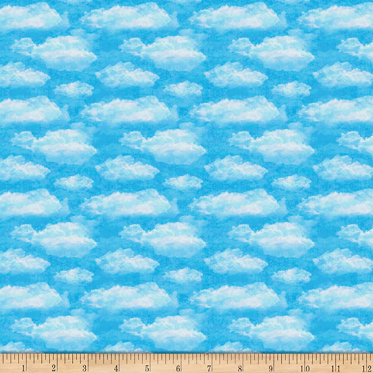 Faith Clouds Aqua Quilting Treasures Cotton Fabric
