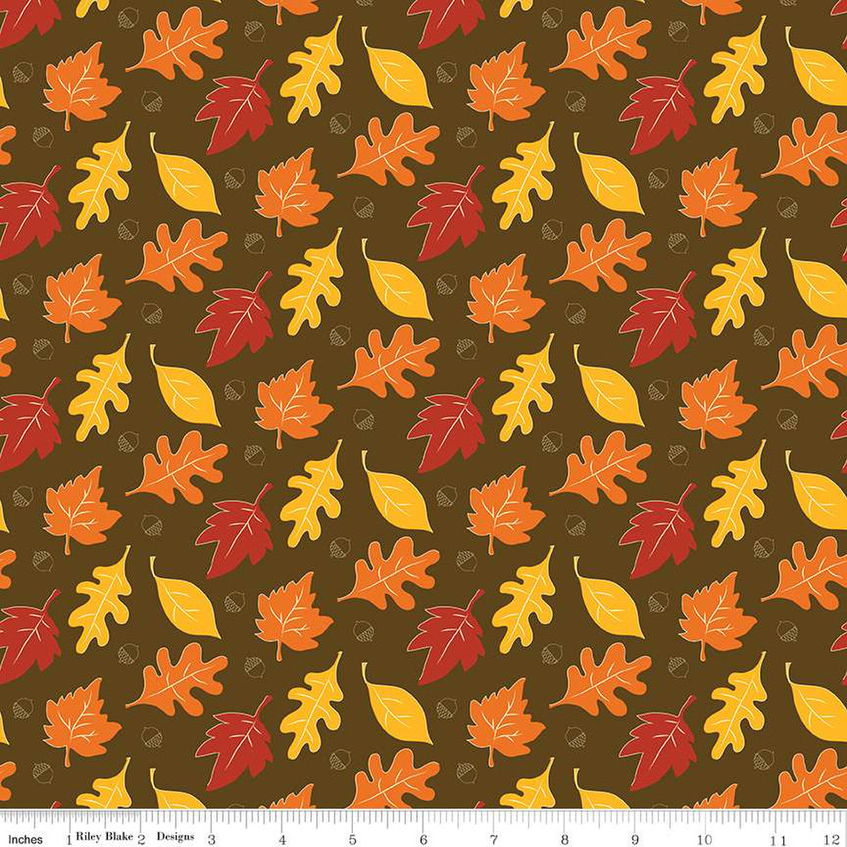 Fall's in Town Leaves Brown Sandy Gervais Riley Blake Designs Cotton Fabric