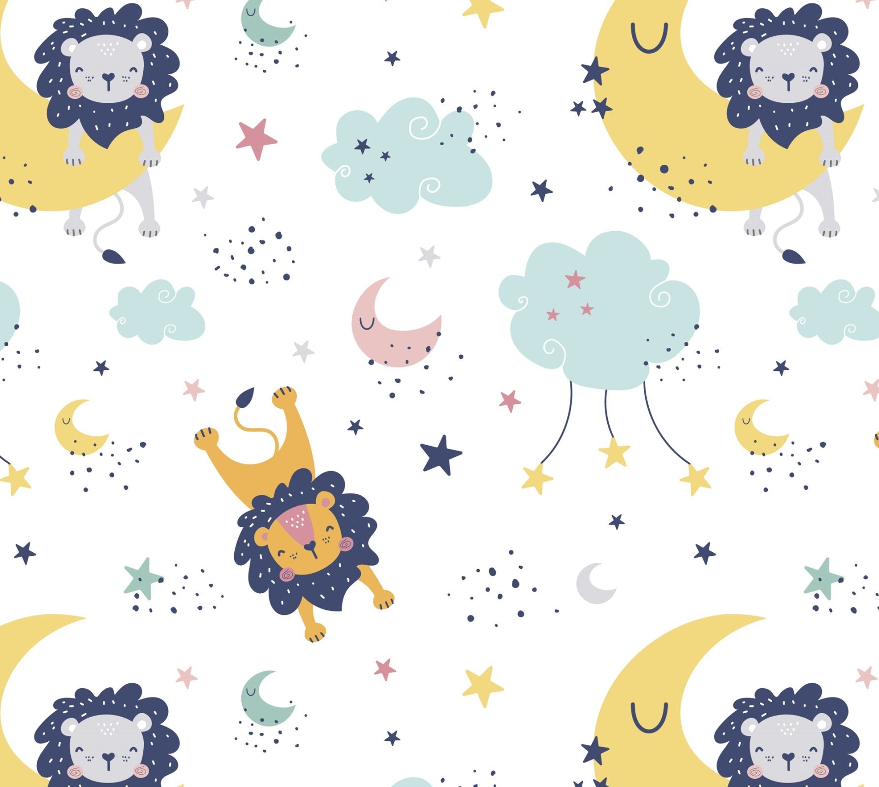Fantastic Flannel Sleepy Lion White David Textiles Cotton FLANNEL Fabric DT-DX-4838-4F-1