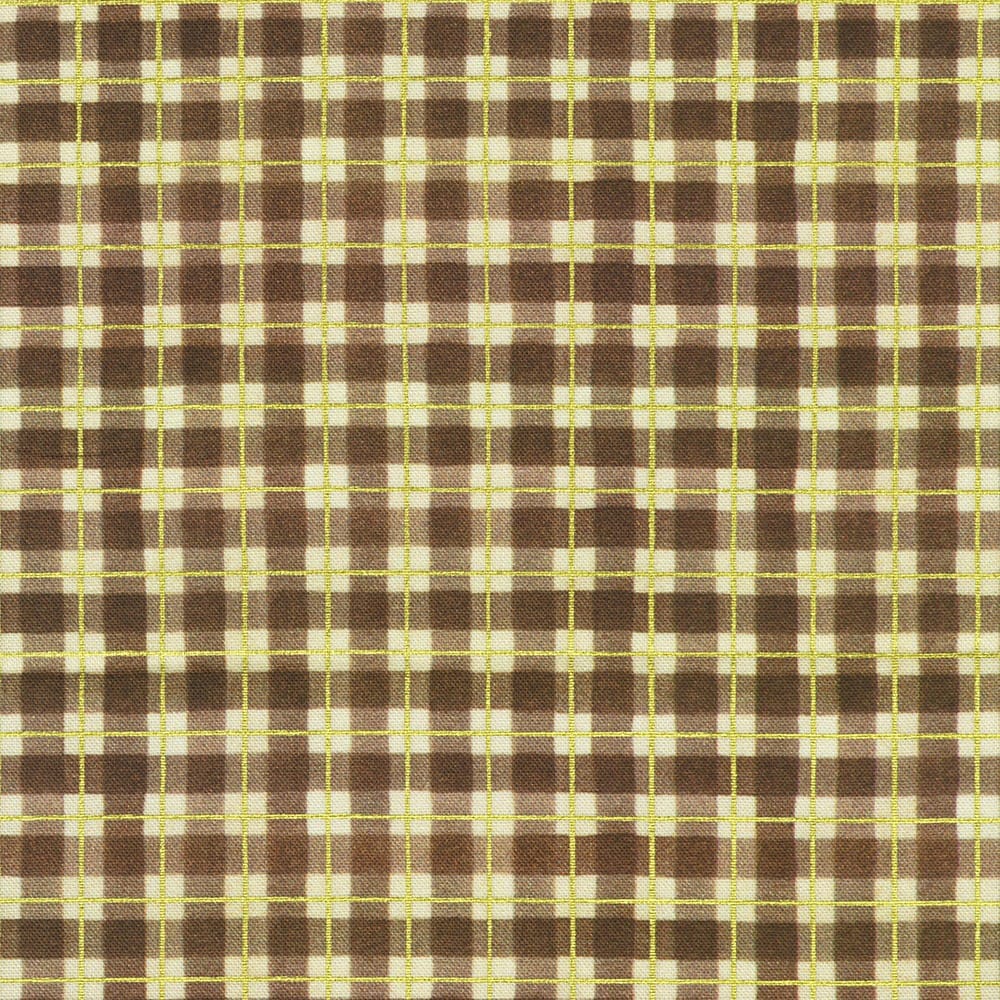 Hello Fall Plaid Chestnut Brown Gold Metallic Lynnea Washburn Robert Kaufman Cotton Fabric RK-AWHDM-23920-342