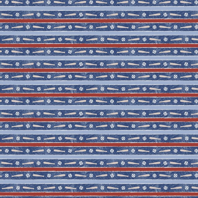 Hey, Batter Batter Bat Stripe Blue Paintbrush Studio Cotton Fabric PBS-120-25393