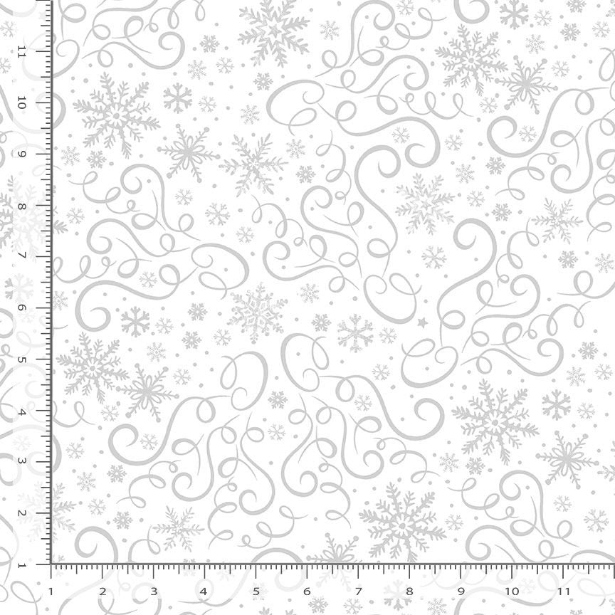Hue Scrolls and Snowflakes White on White Timeless Treasures Cotton Fabric TT-HUE-C3911-WHITE
